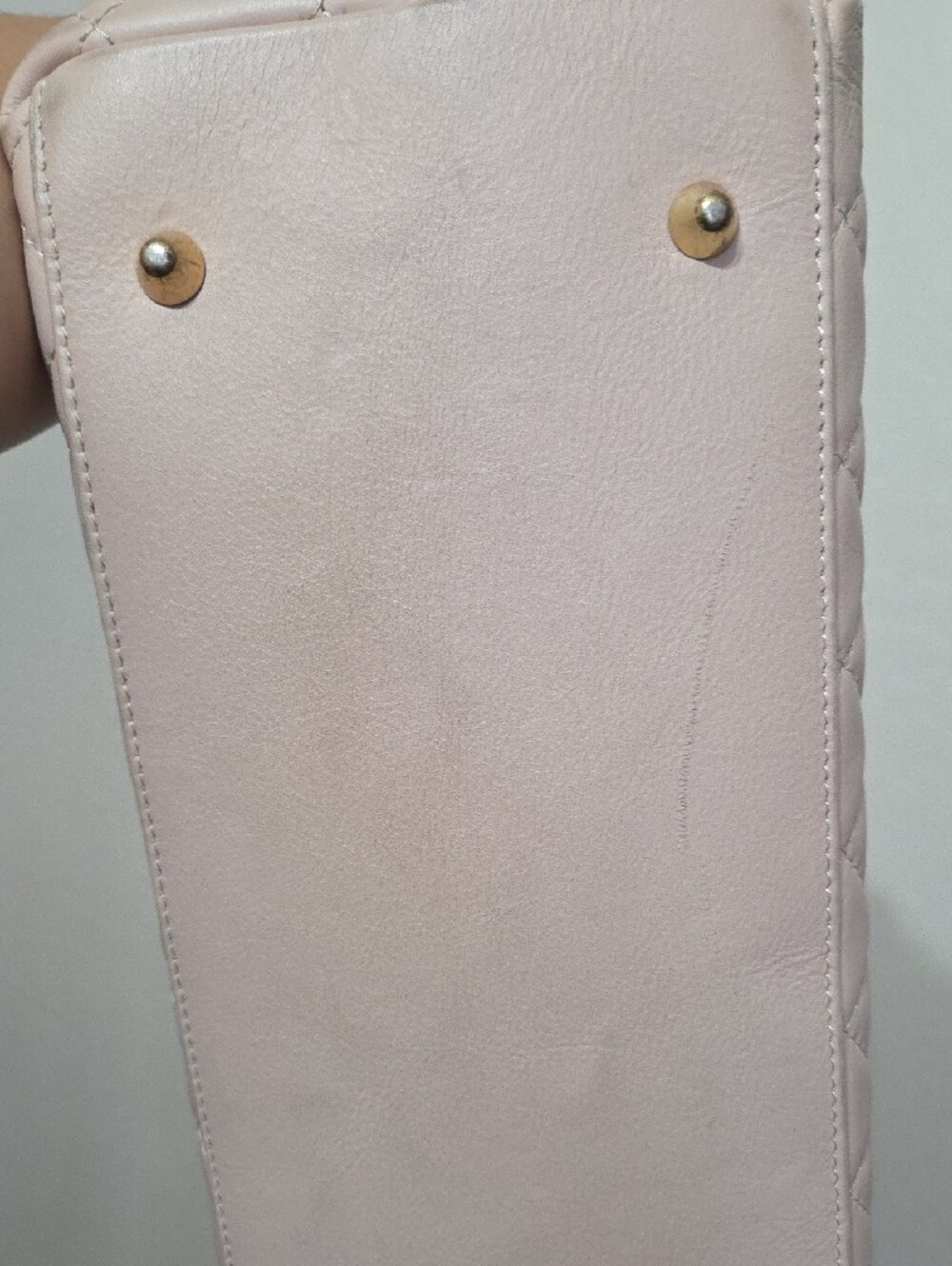 Italian Leather Quilted Bag Made in Italy Blush Pink Gold Chain Real Leather - Picture 5 of 12